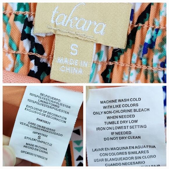 🍑Takara Peach & Multicolored Chevron Print Palazzo Pants Small - Picture 10 of 10